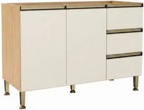 Balcão Rebeca 2 Portas 3 Gavetas 120x88x52cm Mel Off White Movelbento