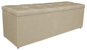 Calçadeira Estofada Manchester 160 cm Queen Size Linho Bege - ADJ Decor