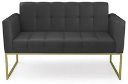 Sofá Namoradeira Base Industrial Dourado Ana Sintético Preto - Ibiza