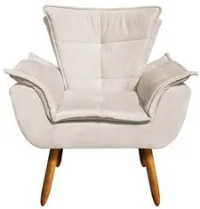 Kit 2 Poltronas Decorativas Sala de Estar Pés Palito Opla Suede Bege -