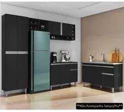 Cozinha Compacta Vanessa e Balcão Gabinete Sem Tampo Tatiane 120cm Pre