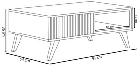 Mesa de Centro Decorativo Pés em Madeira Maciça MDP/MDF Vera 90cm Freijó/Off White G73 - Gran Belo