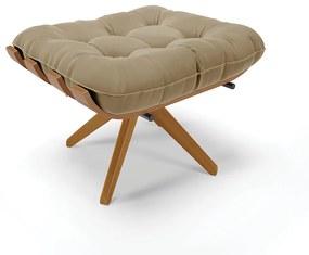 Poltrona com Puff Giratório Costela Suede Marrom Rato Base de Madeira MA30 M11 - D'Rossi