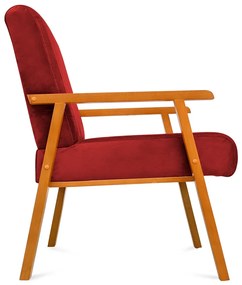 Poltrona Decorativa Alexa Braça de Madeira Suede Vermelho - Sheep Estofados