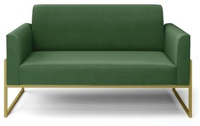 Sofá Namoradeira Base Industrial Alta Dourado Marisa Suede D03 - D'Rossi - Verde