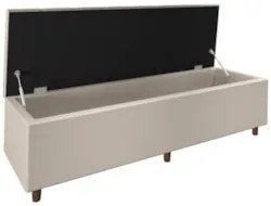 Recamier Baú Estofado Queen 160cm Horus Sintético Bege Z04 - Mpozenato