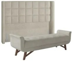 Cabeceira Cama Box Queen 160cm Pisa e Recamier Neville Z37 Boucle Cru