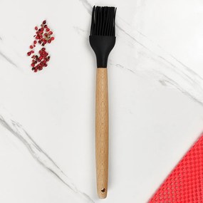 Pincel de Silicone com Cabo de Madeira - Preto