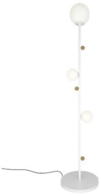 Luminária De Chão Graça 16X78X16Cm 03Xg9 Globo 12Cm - Usina 90031/3 (PT / CB-P - Preto Texturizado / Cobre Brilho Polido, Cristal (Transparente))