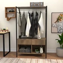 Guarda Roupa Solteiro Closet Industrial 90cm 2 Gavetas Paris Light Dem