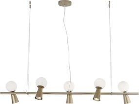 Pendente Aluminio Vidro Dourado Sears