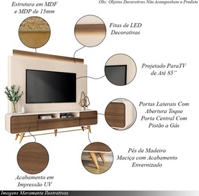 Home Theater Decorativo Majestade c/LED para TV até 85 Polegadas Off White/Castanho G26 - Gran Belo