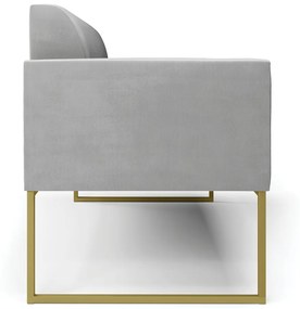 Sofá Namoradeira Base Industrial Dourado Marisa Suede D03 - D'Rossi - Cinza