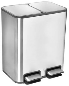 Lixeira Dupla com Pedal Piso Docol Flat 20L (10+10L) Aço Inox Balde Removível