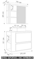 Gabinete Banheiro com Cuba e Espelheira Zeus Mel/Grafite F10 - Mpozena