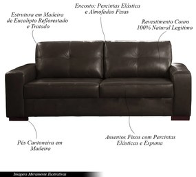 Sofá Decorativo 2 Lugares Turim 150cm Couro Marrom G58 - Gran Belo