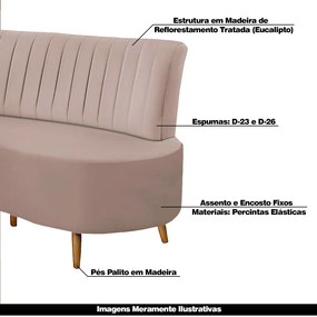 Sofá Decorativo 1,60M 2 Lugares Katara Veludo Rosê G33 - Gran Belo