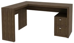 Escrivaninha Mesa Canto Escritório Office 2 Gavetas Nogal