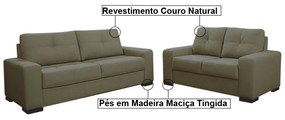 Sofá 2 e 3 Lugares Turim Couro Fendi G58 - Gran Belo