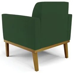 Poltrona Base Madeira Castanho Kit 2 Maressa Veludo Verde - Ibiza