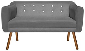 Kit 01 Namoradeira 02 Lugares e 02 Poltronas Giratória Julia Suede Grafite com Strass Base Madeira MM30 D'Rossi