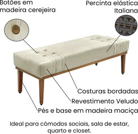 Cabeceira Cama Box King 195cm e Recamier Gênova Veludo S04 - D'Rossi - Bege
