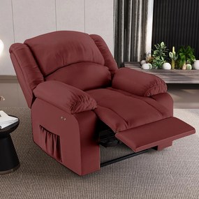 Poltrona do Papai Reclinável Sala de Cinema Madrid Power Touch Massagem USB PU Vermelho G23