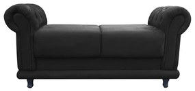 Recamier Barcelona Namoradeira Calçadeira Suede D'Rossi - Preto