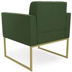 Poltrona Decorativa Base Industrial Dourado Ana Suede Verde - Ibiza