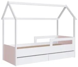 Cama Infantil Casinha Com 2 Gavetas Infix C06 Branco/Rosa - Mpozenato