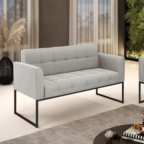 Sofá Namoradeira Elisa Veludo Base Metálica Industrial Preto D03 - D'Rossi  - Cinza