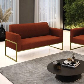 Sofá 2 Lugares Namoradeira Industrial Alta Dourado Marisa Bouclê - Terra