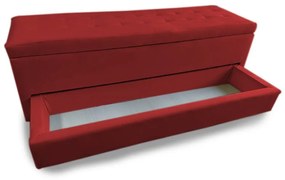 Calçadeira Baú com Sapateira King 193cm Paris Suede Vermelho - Sheep Estofados - Vermelho