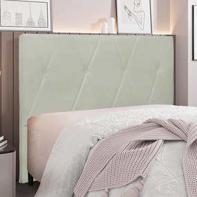 Cabeceira Decorativa Casal 1,40M Yves Veludo Prata G63 - Gran Belo