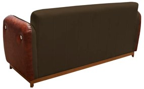 Sofá 3 Lugares Liverpool 1,90 m Compose Corino Ocre/Marrom C/ Botão - Decorar Estofados