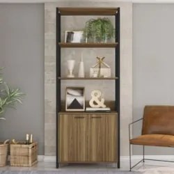 Guarda Roupa Solteiro Closet 73cm 2 Portas Una Mel/Preto C01 - Mpozena