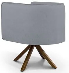 Poltrona Decorativa Giratória Base Giromad Madeira Betina C-416 Linho