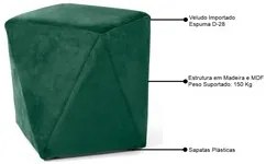 Kit 2 Puffs Decorativos Ametista C-303 Veludo Verde - Domi