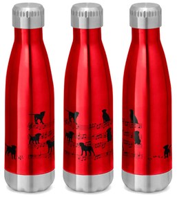 Garrafa Térmica Inox Brilhante 510 ml Cachorro Musical Preto - Vermelho
