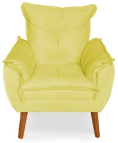 Poltrona Decorativa Apolo Pés Madeira Suede Amarelo - Sheep Estofados - Amarelo
