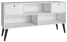 Rack Home para TV de até 50" 2 Gavetas - Branco/Pés Pinhão