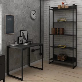 Kit Estante Multiuso Porto e Mesa para Computador Porto Preto 120 Cm -D'Rossi