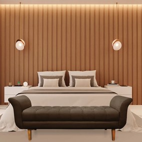Recamier Olinda Suede 160 cm Pés Chanfrado Castanhos - D'Rossi - Marrom