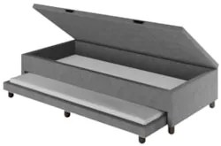 Bicama Box Baú Solteirão 96x203cm Samy S05 Veludo Cinza - Mpozenato