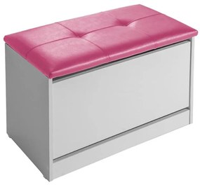 Sapateira Puff Bau Cama Versatile Premium Luxo Até 12 Pares Branco - Estofado Rosa