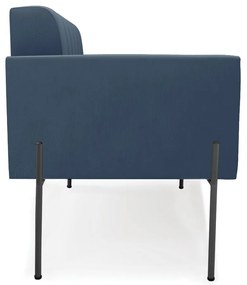 Sofá Namoradeira 2 Lugares Pé de Ferro Preto Elisa Suede D03 - D'Rossi - Azul Marinho