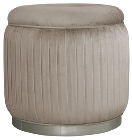 Puff Redondo Drapeado Estofado Nuni - Fendi Lumière - Tecido Veludo Nude Kleiner