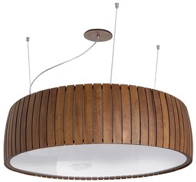 Pendente Acrilico E Madeira Imbuia Barril Ripado