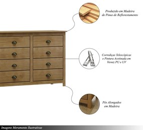 Cômoda Decorativa 8 Gavetas Madeira Maciça Osiris Freijó - G74 - Gran Belo