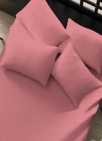 Lençol Malha com Elástico Poá Rosa Queen